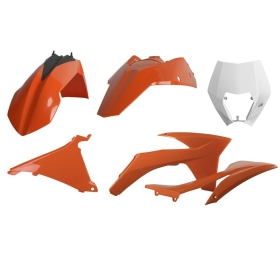 Polisport plastikų komplektas KTM EXC, EXC-F 125/500cc (2012-2013) Oranžinė / Balta