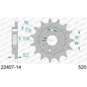 AFAM Steel Standard Front Sprocket 22407 - 520 13-15 teeth ​​​​​​​SUZUKI LT-R 450 QUADRACER 2011