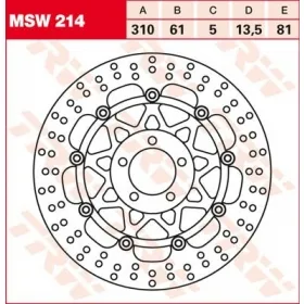 FRONT BRAKE DISC MSW214 KAWASAKI ZR / ZRX / ZX / ZZR 900-1200cc 1990-2006 1PC