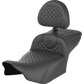 SADDLEMEN Dragon Stitch Roadsofa Seat With Backrest Extended Harley Davidson FLHX / FLHXU / FLTRX / FLTRXSE 1923-1977 23-25