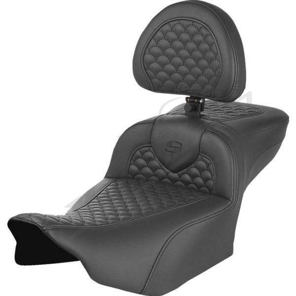 SADDLEMEN Dragon Stitch Roadsofa Seat With Backrest Extended Harley Davidson FLHX / FLHXU / FLTRX / FLTRXSE 1923-1977 23-25