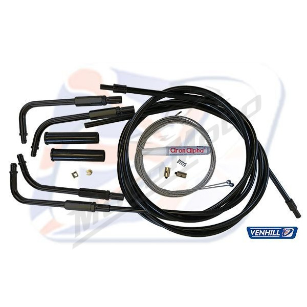 VENHILL HD Throttle Cable Kit, Braided black PUSH FIT