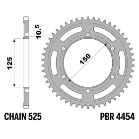 PBR Tempered C45 Steel Rear Sprocket 4454 - 525 KTM ADVENTURE / SUPER ADVENTURE / SUPER ENDURO 950-1290cc 2003-2024