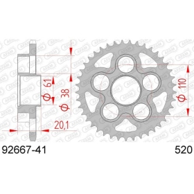 AFAM Steel Standard Rear Sprocket 520 41-43 teeth MV AGUSTA BRUTALE 750 01-10