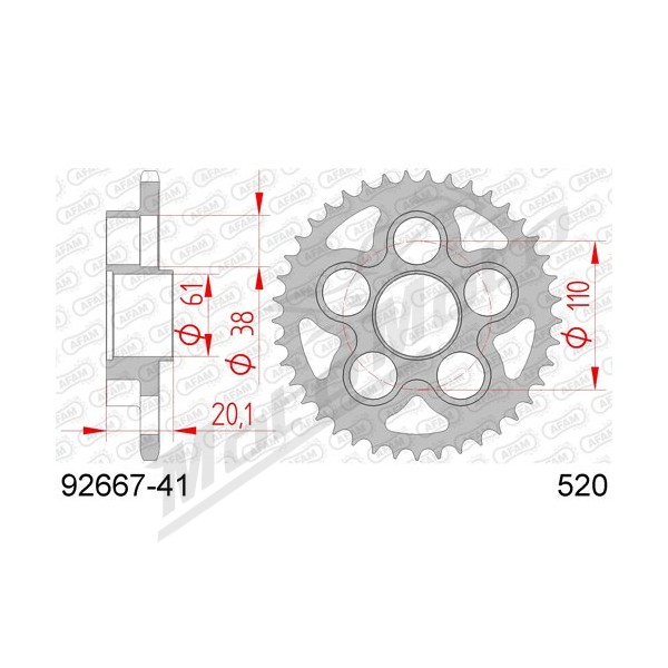 AFAM Steel Standard Rear Sprocket 520 41-43 teeth MV AGUSTA BRUTALE 750 01-10