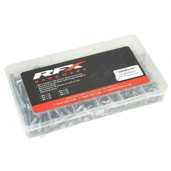 RFX M6 Flange Head Bolt Assortment Box - 25 x 6 sizes