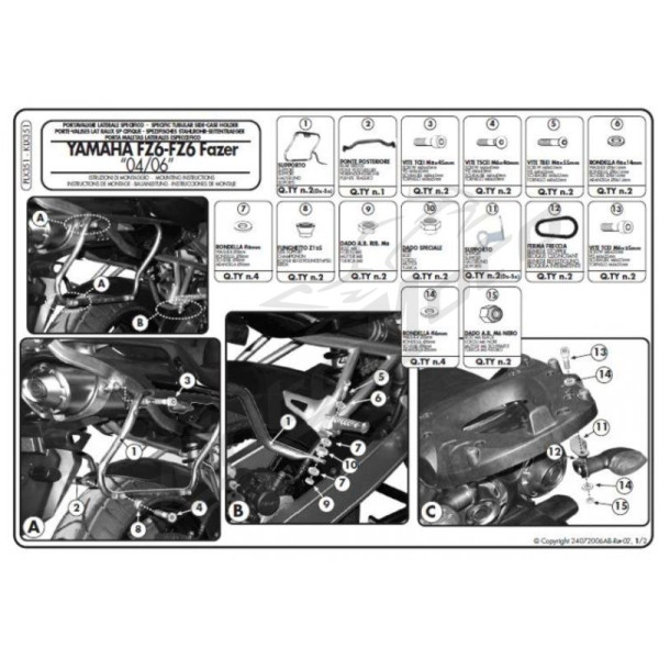 KAPPA Monokey K33N Side Case Holder Yamaha FZ6 600 04-06