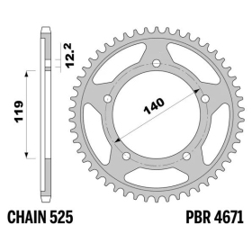 PBR Standard C45 Steel Rear Sprocket 4671 - 525 ​​​​​​​BMW F / S 750-1000cc 2018-2025