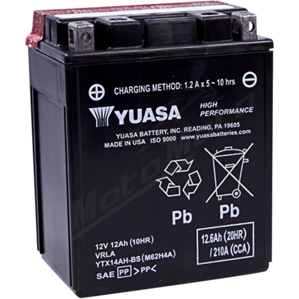 YUASA High Performance AGM Maintenance-Free Battery MF YTX14AH-BS 12V 12Ah