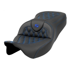 SADDLEMEN Road sofa Lattice Stitch Seat Black/Blue Harley Davidson FLHR / FLHRC / FLHTCU / FLHX / FLTRX 1584-1923 08-23