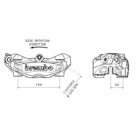 BREMBO M4 Front Left Brake Caliper Titanium Ø32mm  APRILIA/ BMW/ DUCATI/  TIRUMPH 800-1200