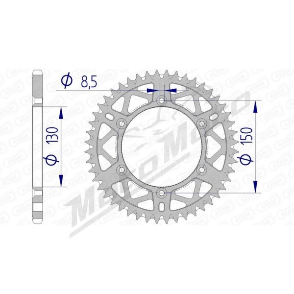 AFAM Aluminium Ultra-Light Self-Cleaning Rear Sprocket 13323 - 520 47-54 teeth YAMAHA / FANTIC / RIEJU 125-450cc 99-26