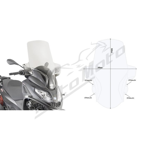 GIVI Windshield Piaggio MP3 300 19-20 Transparent