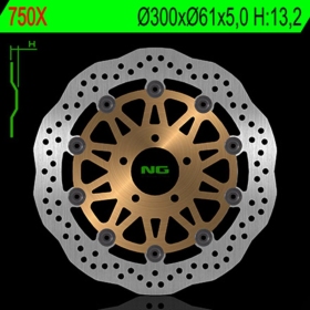 NG BRAKES 750X plūduriuojantis stabdžių diskas KAWASAKI ELIMINATOR / GPZ / GTR / NINJA / Z / ZEPHYR / ZR / ZXR / ZZR 400-1100 90-06