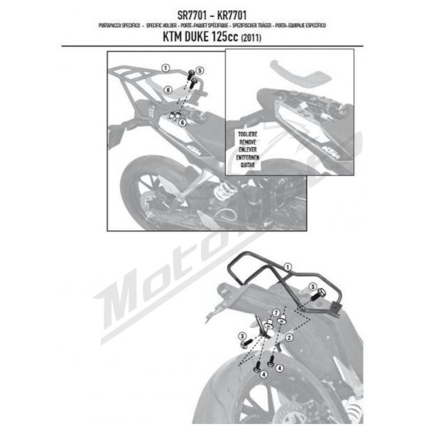 KAPPA Rear storage box bracket KTM Duke 125-390 11-16