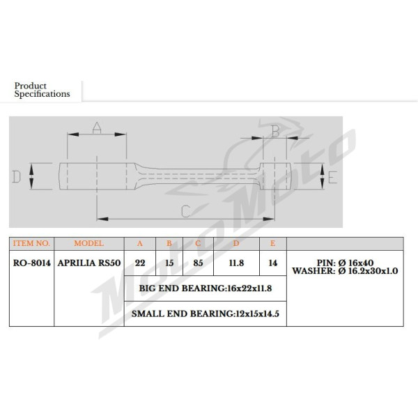 Royal Rods connecting rod Aprilia RS / RX 50cc 92-12