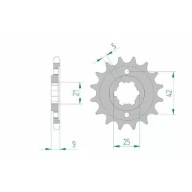 AFAM plieninė standartinė priekinė žvaigždutė 21304 - 428 17-19 dantukų YAMAHA XT 350cc 86-98
