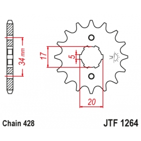 Front sprocket JTF1264 HONDA CB / CBR / XR / DERBI SENDA 125 / 150 4T 