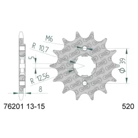 AFAM plieninė standartinė priekinė žvaigždutė 76201 - 520 13-15 dantukų KYMCO MXER / MXU 150cc 03-17