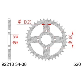 AFAM Steel Standard Rear Sprocket 520 34-38 teeth