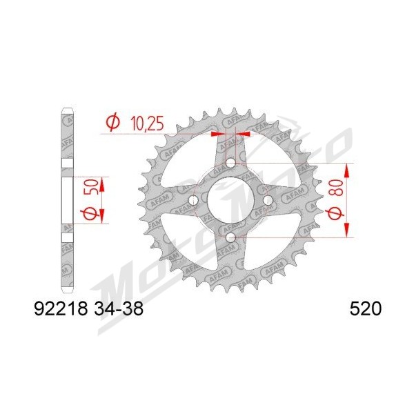 AFAM Steel Standard Rear Sprocket 520 34-38 teeth