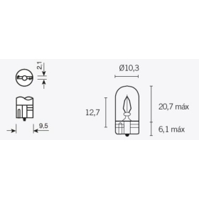 TECNIUM T10 lemputės 12V 3W 10vnt