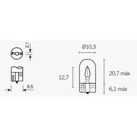 TECNIUM T10 Light Bulbs 12V 3W - x10