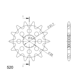 Supersprox Front sprocket 565.14 SC Kawasaki / Yamaha 250-450cc 87-24