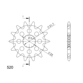 Supersprox Front sprocket 565.14 SC Kawasaki / Yamaha 250-450cc 87-24