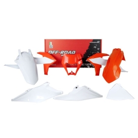 RACETECH Plastikų komplektas KTM EXC, EXC-F, XC-F  150/500cc 20-23 Balta/ Oranžinė