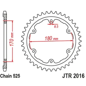 JT Sprockets Galinė žvaigždutė JTR2016.44 Triumph Speed Triple 1200 21-23