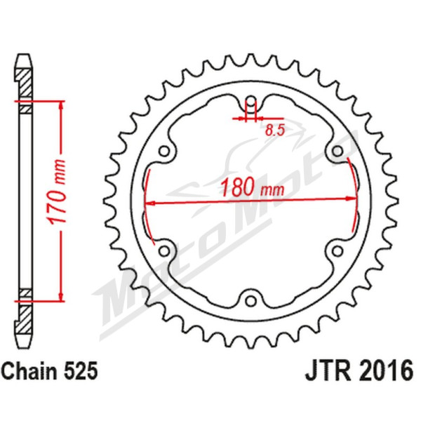 JT Sprockets Galinė žvaigždutė JTR2016.44 Triumph Speed Triple 1200 21-23