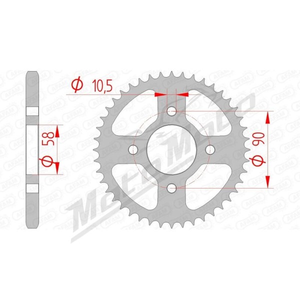 AFAM plieninė standartinė galinė žvaigždė 428 44-45 dantukų HONDA CB / CBR / PCX 125-150cc 12-20