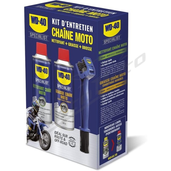 WD-40 Specialist Motorcycle Chain Maintenance Kit - 2x Spray 400ml
