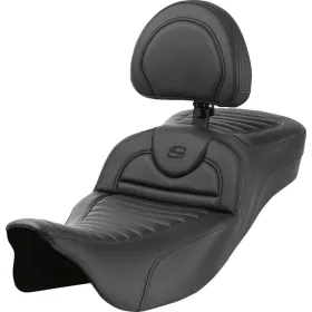 SADDLEMEN Roadsofa Tuck-n-Roll sėdynė su atlošu prailginta Harley Davidson FLH / FLHR / FLHTC / FLHX / FLTR / FLTRXS 1584-1923 08-23