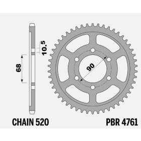 PBR Standard C45 Steel Rear Sprocket 4761 - 520 36T
