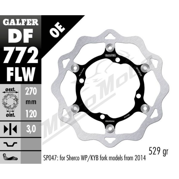 GALFER BRAKE ROTOR FLOATING WAVE GROOVED Sherco 2.5 / 4.5 / 5.1 / SE / SEF / SEF-R / SE-R 250-510cc 04-17