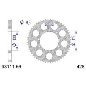 AFAM Aluminium Rear Sprocket 428 56 teeth ​​​​​​​BETA RRT 50cc 00-01