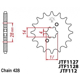 Priekinė žvaigždutė su laikikliu JTF1127 / JTF1128 / JTF1129 DERBI D50B0 / EBS050 (Iki 2006m.  varikliams)