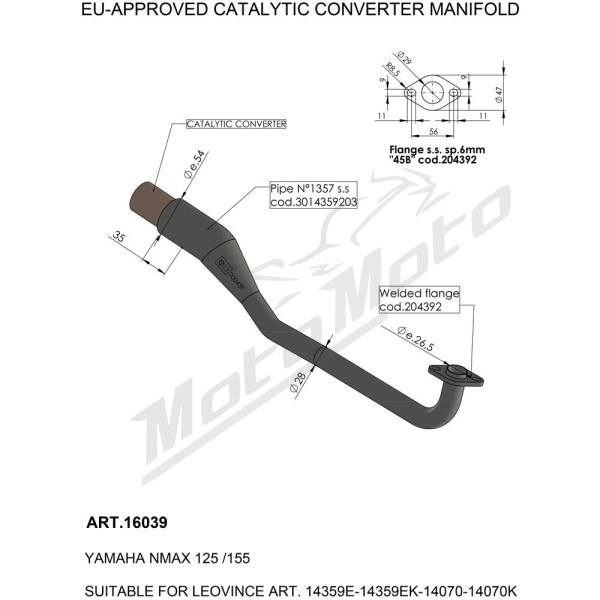 LEOVINCE Catalytic Converter YAMAHA GPD 125 16-20