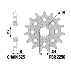 PBR Steel Standard Front Sprocket 2256 - 525 Suzuki GSXR 1000 2009-2016
