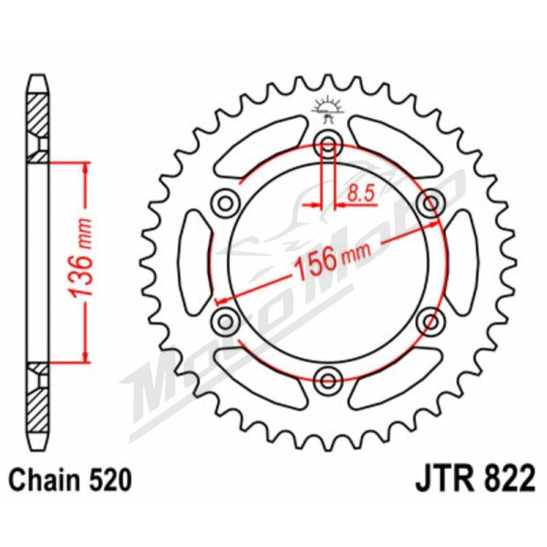 JT Grandinės komplektas sustiprintas 520X1R3 16/44 Suzuki DR 400S 1980