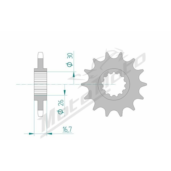 AFAM plieninė standartinė priekinė žvaigždutė 20612 - 525 14-16 dantukų HONDA CB / CMX / NT / CRF / CBR / XL 600-1100cc 96-25