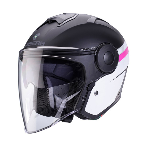 Open Jet Helmet Caberg Soho Zephyr Matte Black/White/Fuchsia