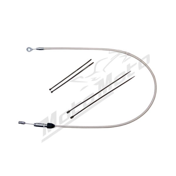 MAGNUM SHIELDING Polished Stainless Quick Connect Upper Clutch Cable Harley Davidson FLDE / FLFB / FLHT / FLHTK / FLTRK / FXFB / FXST 1750/1977 18-24 89cm