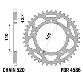 PBR Ultra-Light Aluminium Hard Anodized Rear Sprocket 4586 - 520 ​​​​​​​BMW S 1000 RR / XR 2010-2019
