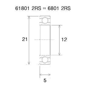 BLACK BEARING Mountain Bike Pivot Bearing MAX 12x21x5 mm 6801-2RS