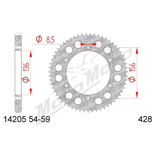 AFAM Steel Standard Rear Sprocket 428 54-59 teeth HUSQVARNA TE 125 11-13