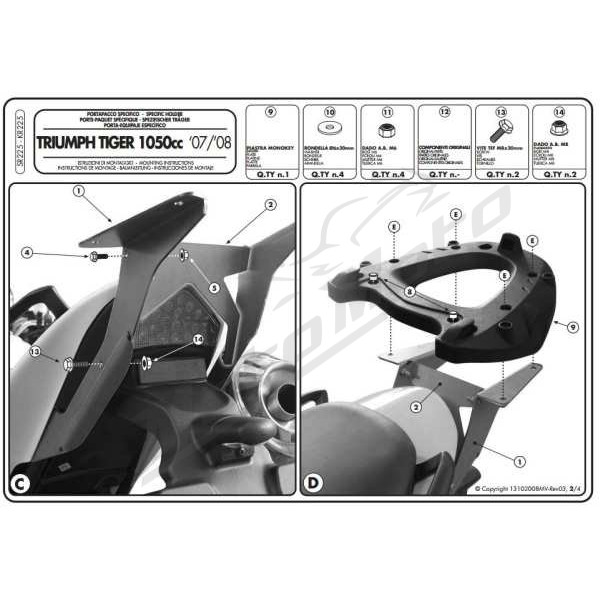KAPPA Top case frame KTM With Monokey Plate Triumph Tiger 1050 07-12