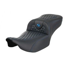 SADDLEMEN Roadsofa Honeycomb  Extended Seat Black/Blue Harley Davidson FLHX / FLTRX / FLHXSE / FLTRXSE 1923-1977 23-25